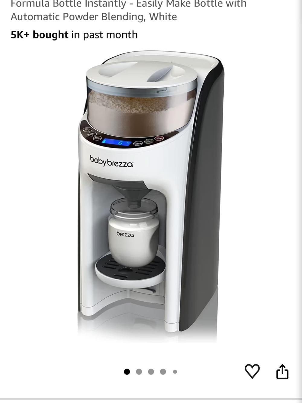 Baby Brezza Formula Maker - White and Black Automatic Bottle Prep